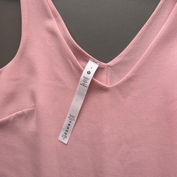 LULULEMON Pink V-neck side slit midi dress lined size 4 quick dry NWOT - Picture 8 of 11